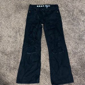 Black Distressed Lowrise Street Jeans